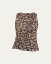 Ulla Johnson Medea Floral Ruched Sleeveless Top In Medea Top