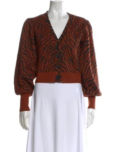 Pre-owned Ulla Johnson Merino Wool Animal Print Sweater In Brown