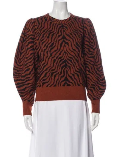 Pre-owned Ulla Johnson Merino Wool Animal Print Sweater In Brown