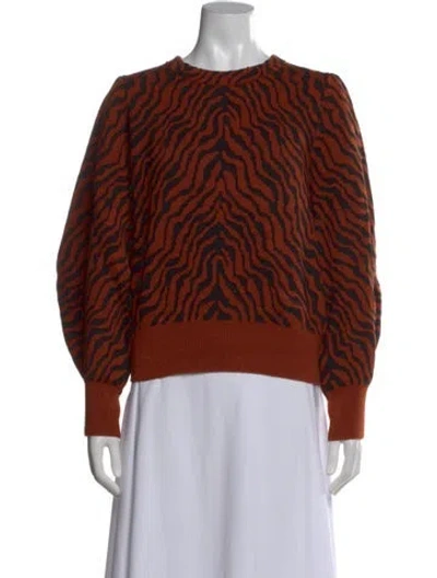 Pre-owned Ulla Johnson Merino Wool Animal Print Sweater In Brown