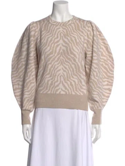 Pre-owned Ulla Johnson Merino Wool Animal Print Sweater In Brown