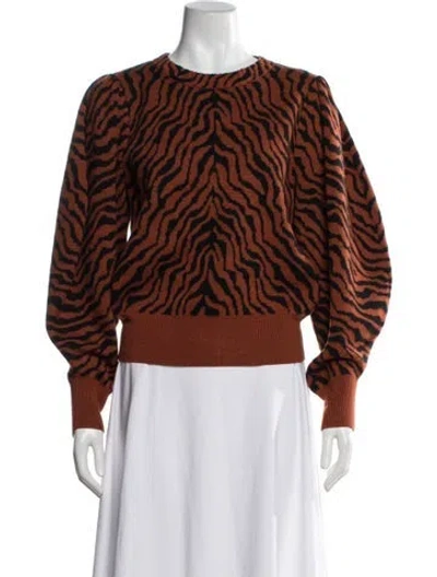 Pre-owned Ulla Johnson Merino Wool Animal Print Sweater In Brown