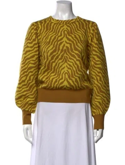 Pre-owned Ulla Johnson Merino Wool Animal Print Sweater In Brown/yellow