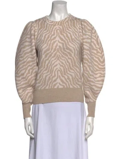 Pre-owned Ulla Johnson Merino Wool Animal Print Sweater In Neutral