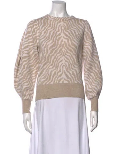 Pre-owned Ulla Johnson Merino Wool Animal Print Sweater In Neutral