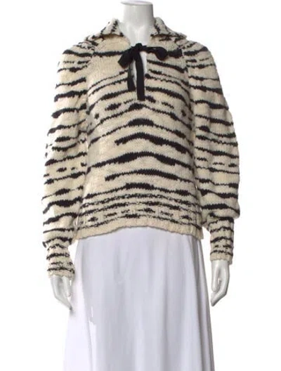 Pre-owned Ulla Johnson Merino Wool Animal Print Sweater In Neutral