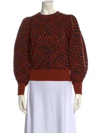 Pre-owned Ulla Johnson Merino Wool Animal Print Sweater In Orange