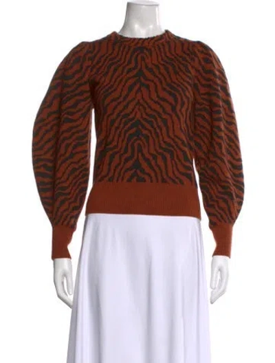 Pre-owned Ulla Johnson Merino Wool Animal Print Sweater In Orange