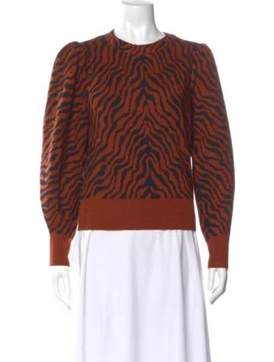Pre-owned Ulla Johnson Merino Wool Animal Print Sweater In Orange