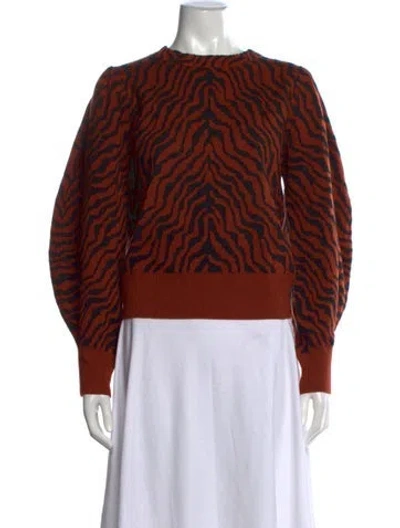 Pre-owned Ulla Johnson Merino Wool Animal Print Sweater In Orange