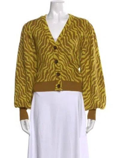 Pre-owned Ulla Johnson Merino Wool Animal Print Sweater In Yellow