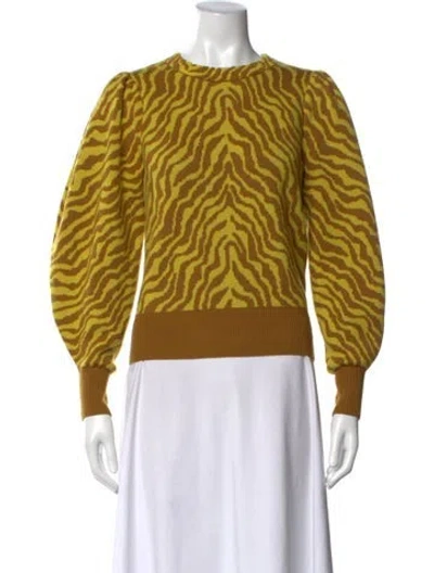 Pre-owned Ulla Johnson Merino Wool Animal Print Sweater In Yellow
