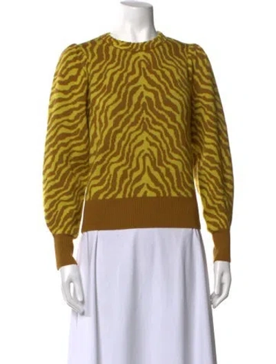 Pre-owned Ulla Johnson Merino Wool Animal Print Sweater In Yellow