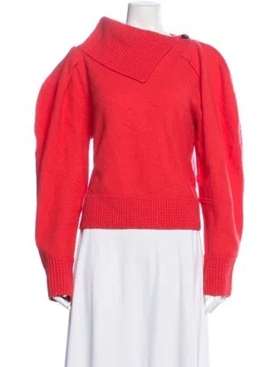 Pre-owned Ulla Johnson Merino Wool Cowl Neck Sweater In Red