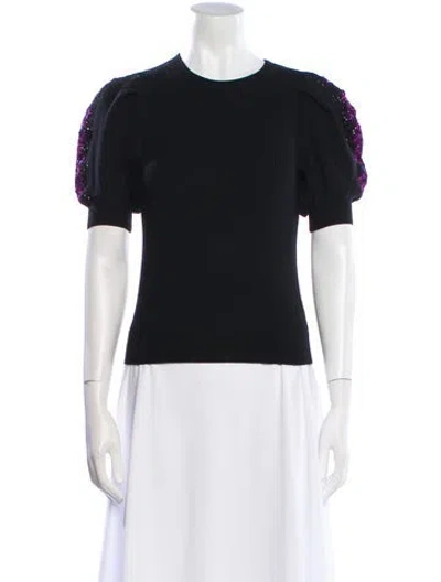 Pre-owned Ulla Johnson Merino Wool Crew Neck Sweater In Black