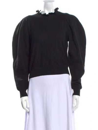 Pre-owned Ulla Johnson Merino Wool Crew Neck Sweater In Black