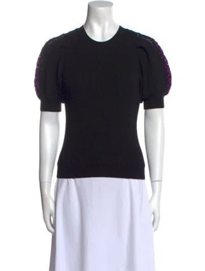 Pre-owned Ulla Johnson Merino Wool Crew Neck Sweater In Black