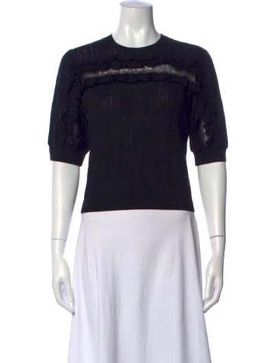 Pre-owned Ulla Johnson Merino Wool Crew Neck Sweater In Black