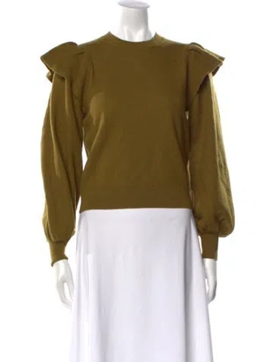 Pre-owned Ulla Johnson Merino Wool Crew Neck Sweater In Green
