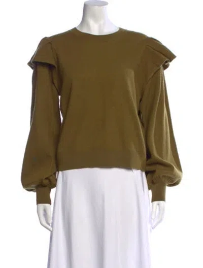 Pre-owned Ulla Johnson Merino Wool Crew Neck Sweater In Green