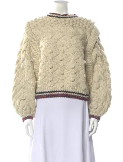 Pre-owned Ulla Johnson Merino Wool Crew Neck Sweater In Neutral