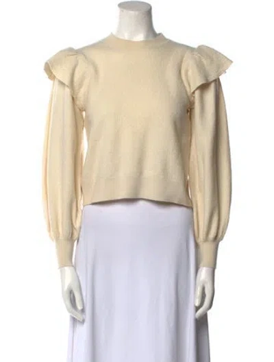 Pre-owned Ulla Johnson Merino Wool Crew Neck Sweater In Neutral