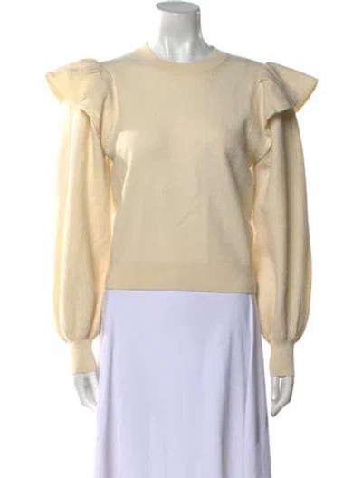 Pre-owned Ulla Johnson Merino Wool Crew Neck Sweater In Neutral