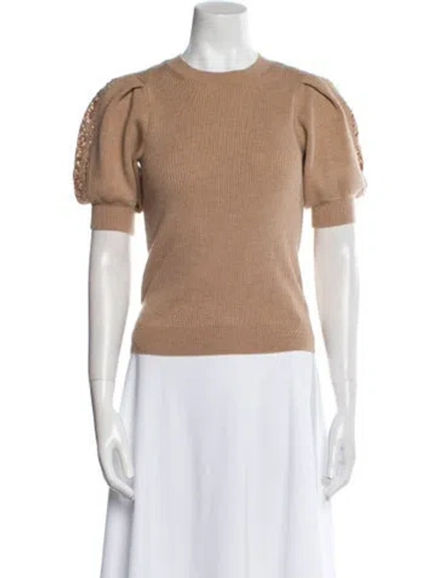 Pre-owned Ulla Johnson Merino Wool Crew Neck Sweater In Neutral