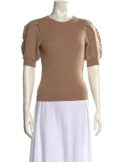 Pre-owned Ulla Johnson Merino Wool Crew Neck Sweater In Neutral