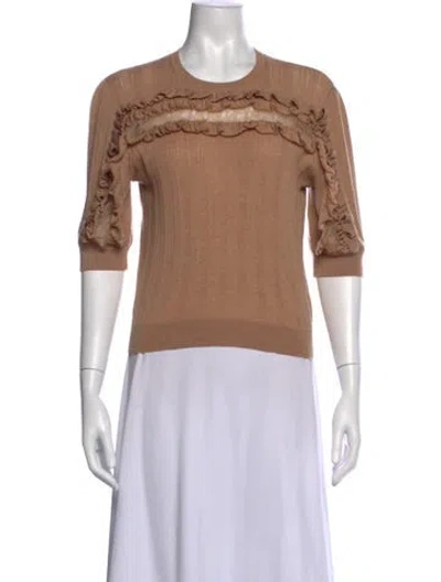Pre-owned Ulla Johnson Merino Wool Crew Neck Sweater In Neutral