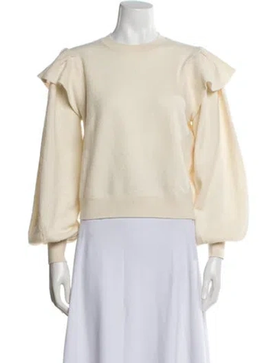Pre-owned Ulla Johnson Merino Wool Crew Neck Sweater In Neutral