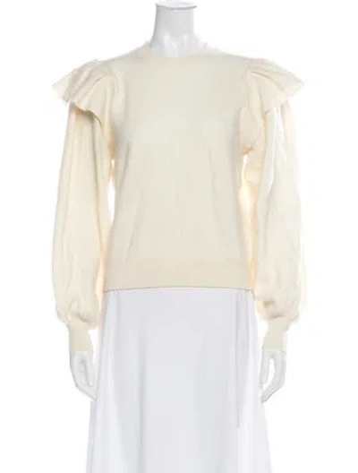 Pre-owned Ulla Johnson Merino Wool Crew Neck Sweater In Neutrals