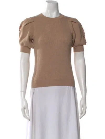 Pre-owned Ulla Johnson Merino Wool Crew Neck Sweater In Neutrals