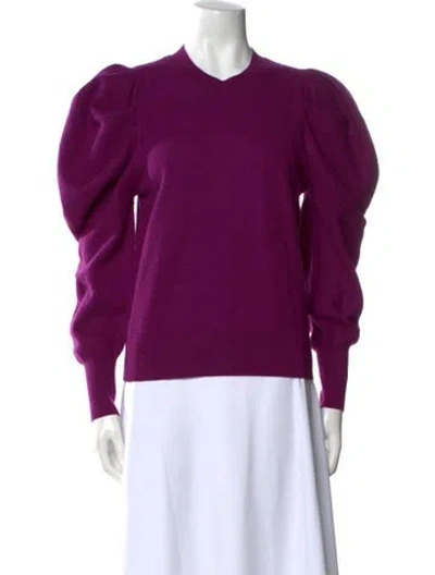 Pre-owned Ulla Johnson Merino Wool Crew Neck Sweater In Purple