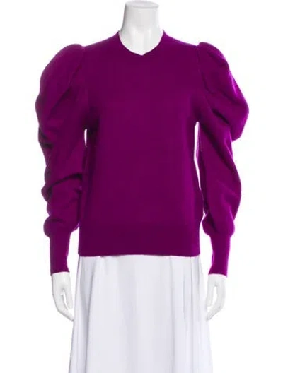 Pre-owned Ulla Johnson Merino Wool Crew Neck Sweater In Purple
