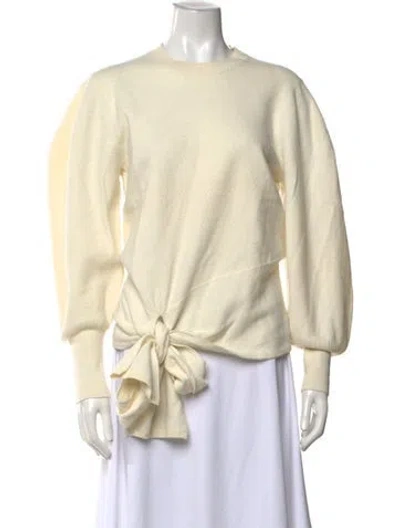 Pre-owned Ulla Johnson Merino Wool Crew Neck Sweater In White
