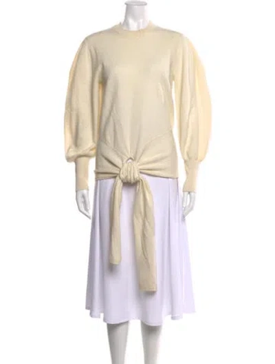 Pre-owned Ulla Johnson Merino Wool Crew Neck Sweater In White
