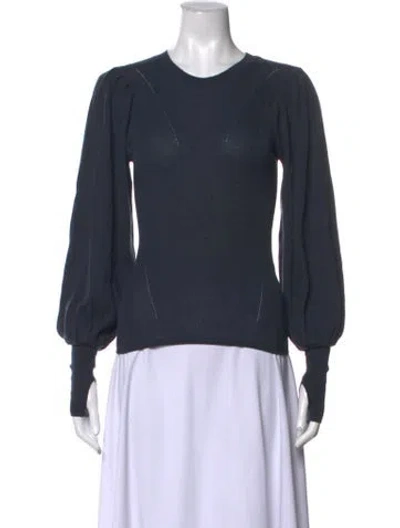 Pre-owned Ulla Johnson Merino Wool Crew Neck Top In Blue/grey