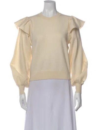 Pre-owned Ulla Johnson Merino Wool Crew Neck Top In Neutral
