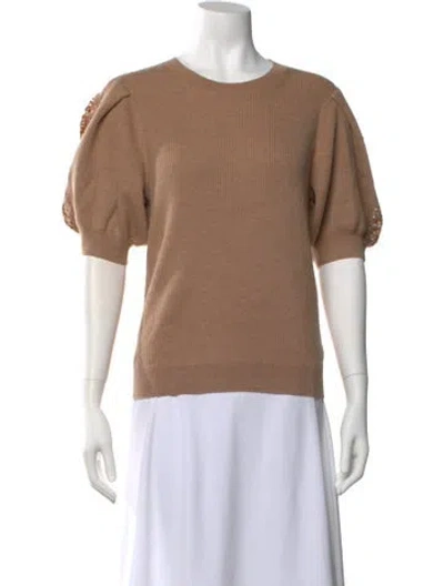 Pre-owned Ulla Johnson Merino Wool Crew Neck T-shirt In Neutral