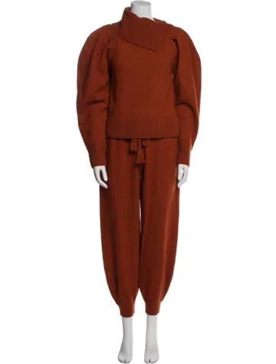 Pre-owned Ulla Johnson Merino Wool Crochet Trim Pant Set In Orange