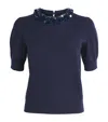 Ulla Johnson Merino Wool Embellished T-shirt In Blue