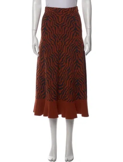 Pre-owned Ulla Johnson Merino Wool Midi Length Skirt In Orange
