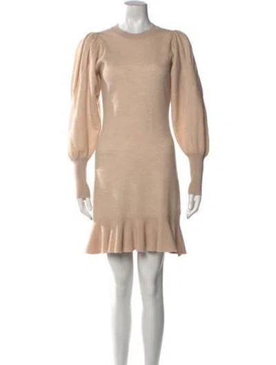 Pre-owned Ulla Johnson Merino Wool Mini Dress In Neutral