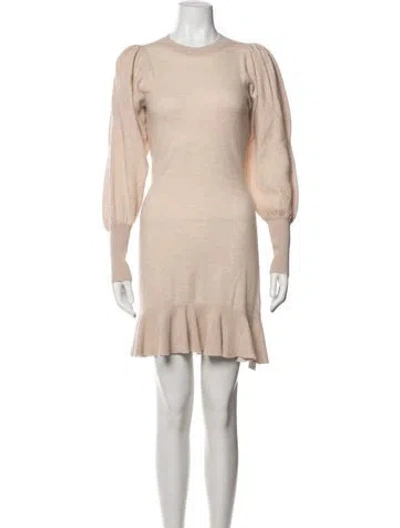 Pre-owned Ulla Johnson Merino Wool Mini Dress In Neutral