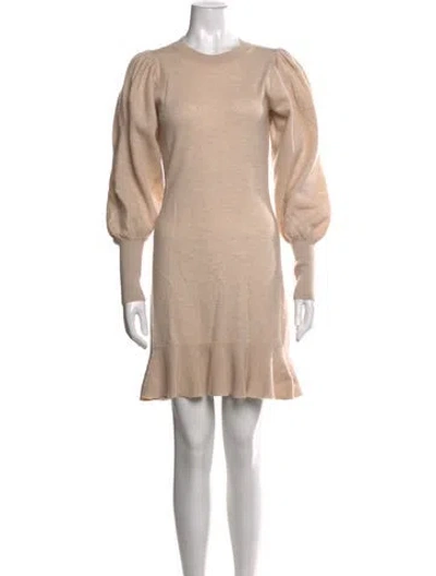 Pre-owned Ulla Johnson Merino Wool Mini Dress In Neutrals