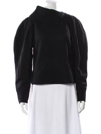 Pre-owned Ulla Johnson Merino Wool Mock Neck Sweater In Black