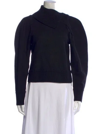 Pre-owned Ulla Johnson Merino Wool Mock Neck Sweater In Black