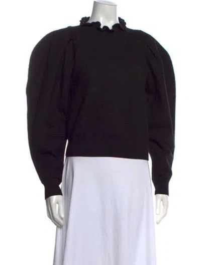 Pre-owned Ulla Johnson Merino Wool Mock Neck Sweater In Black