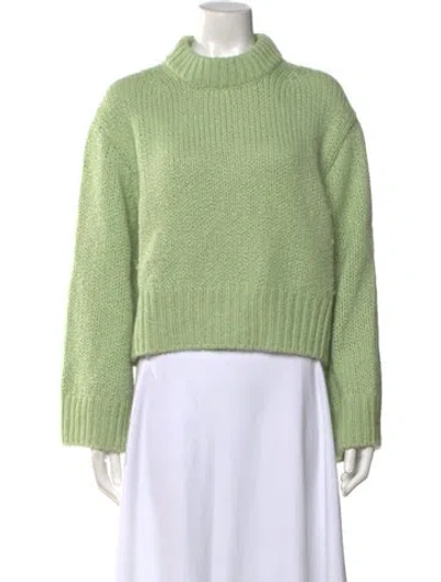 Pre-owned Ulla Johnson Merino Wool Mock Neck Sweater In Green
